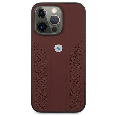 3. BMW Leather Curve Perforate Case für iPhone 13 Pro / iPhone 13 – Rot