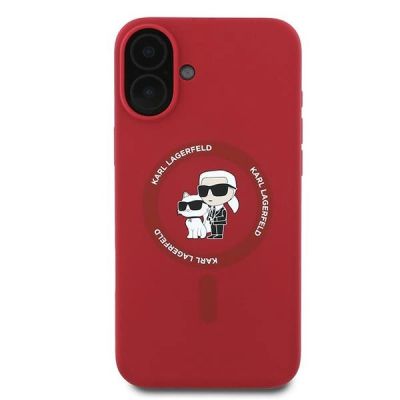 3. Karl Lagerfeld Silikon Karl&Choupette Heads Ring MagSafe Case für iPhone 16 Plus - Rot