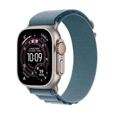 3. Apple Watch Ultra 3 (2025) 5G 49 mm Gehäuse aus natürlichem Titan mit Alpine Loop L – Hellblau