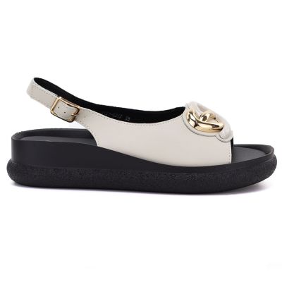 2. Beigefarbene Plateau-Sandalen aus Leder für Damen, S.Barski 61-6047