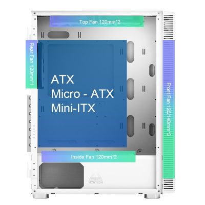 8. Montech X3 TG RGB weißes Computergehäuse