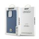 8. DKNY MagSafe-Hülle aus Leder mit Monogrammmuster und Metalllogo für iPhone 15 Pro – Blau