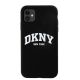 8. DKNY Liquid Silicone MagSafe Hülle für iPhone 11/Xr, Weiß, mit aufgedrucktem Logo, Schwarz