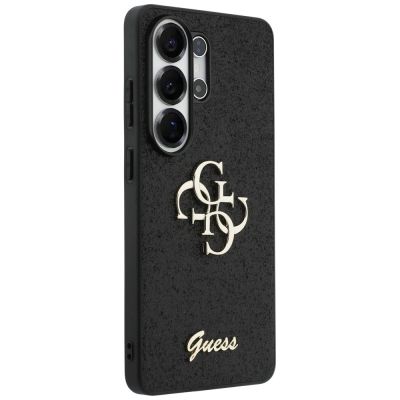 4. Guess Fixed Glitter Big 4G Metal Logo Hülle für Samsung Galaxy S26 Ultra - Schwarz