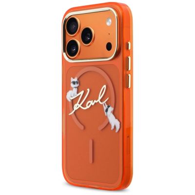 2. Karl Lagerfeld IML Choupettes Karl Script Logo MagSafe Hülle für iPhone 17 Pro Max - Orange