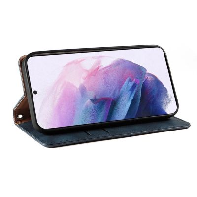 10. Magnetband Hülle Hülle für Samsung Galaxy S22+ (S22 Plus) Tasche Geldbörse + Mini Lanyard Anhänger Blau