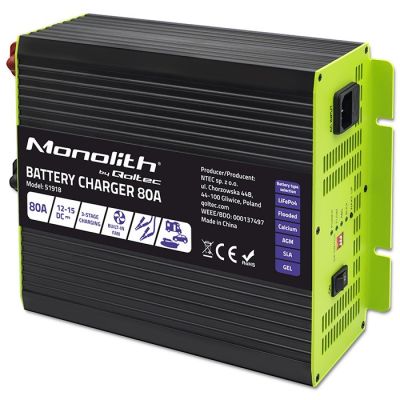 8. Monolith Intelligentes Profi-Ladegerät für LiFePO4-, AGM-, GEL- und SLA-Batterien, 80 A, 12 V, Schnellladung