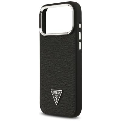 6. Guess Grained Triangle Logo MagSafe Hülle für iPhone 17 Pro Max - Schwarz