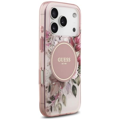 4. Guess IML Flower & Tonal Circle MagSafe Hülle für iPhone 18 Pro / 17 Pro – Rosa