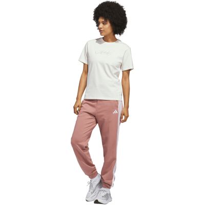 6. adidas Damen-T-Shirt mit kursivem Schriftzug-Grafikmuster, Weiß, KQ6404