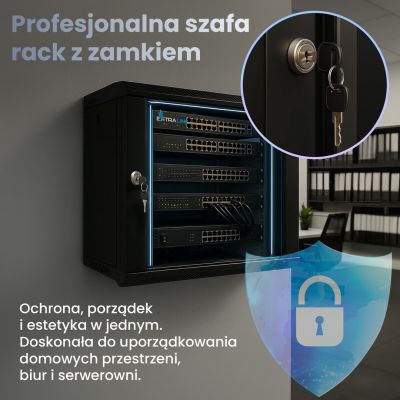 24. Extralink 9U 600x600 Schwarzes Rack-Montagegehäuse