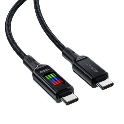 3. Acefast C7-03 USB-C USB-C 100 W 1,2 m Kabel mit Display – Schwarz