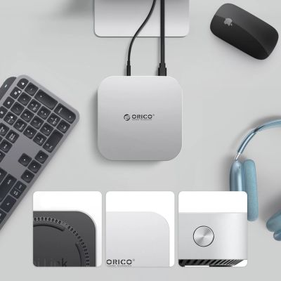 6. Orico MiniLink 9-in-1 Dockingstation mit M.2 SSD-Festplatteneinschub – Silber