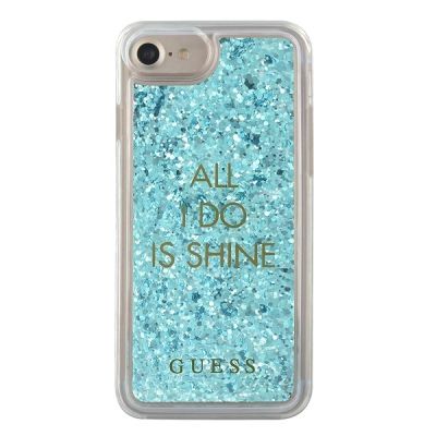 3. Guess GUHCP7GLUQBL iPhone 6/7/8 /SE 2020 / SE 2022 blau/blaue Hartschale Liquid Glitter Party