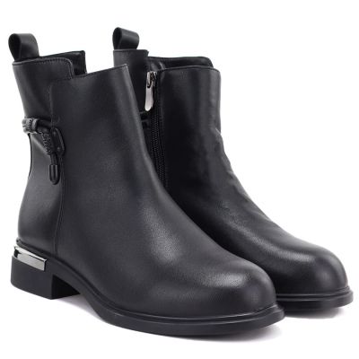 8. Schwarze Damen-Ankle-Boots aus Leder D&A S.Barski MK62-7025