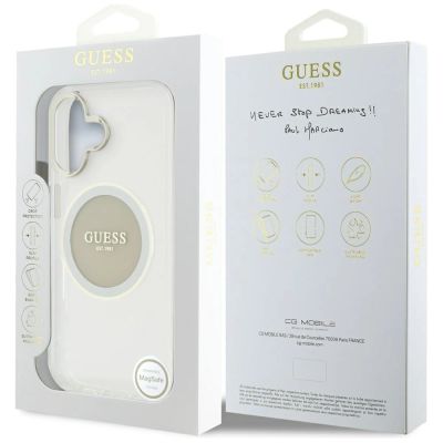 8. Guess IML Metal Colored Circle Classic Logo MagSafe Hülle für iPhone 16 - Grau
