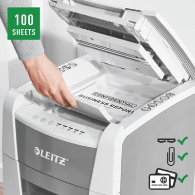 13. Leitz IQ AutoFeed 100 Aktenvernichter, P4, 100 Blatt, 34 l Behälter
