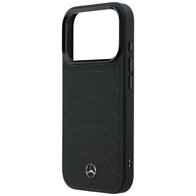 6. Mercedes Leder-Mesh-Hülle mit Bow Line MagSafe für iPhone 18 Pro / 17 Pro – Schwarz