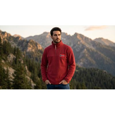 4. Herren-Fleecejacke Geographical Norway TEQUATEUR BURGUNDY DB MEN 233 (WZ6696H/GN-BURGUNDY)