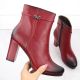 12. Damen-Stiefeletten mit Blockabsatz, warm gefüttert, rot M.Daszyński AF125-22