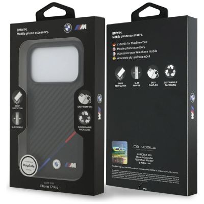 8. BMW M Carbon Tricolor Line MagSafe Case für iPhone 17 Pro - Schwarz