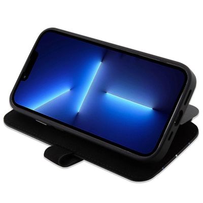 5. Tasche BMW BMBKP14L22RVSK iPhone 14 Pro 6.1" schwarz/schwarz Büchertasche Leder Stamp Blue Lines