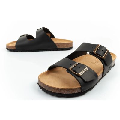 8. Bio Bio Herren-Slipper, profilierte Flip-Flops, Naturleder, schwarz