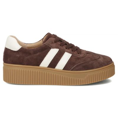 3. Damen-Plateauschuhe aus braunem Leder und Wildleder, Modell Filippo DP6776