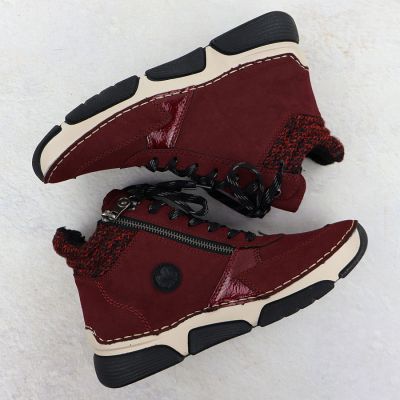 3. Bordeauxfarbene Damen-Wildlederstiefeletten Rieker 45960-35