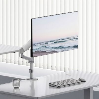 ERGO Büromonitorhalterung mit Gasfeder, 17"-32", 1-10 kg, mattweiß, max. VESA 100x100, ER-691 W