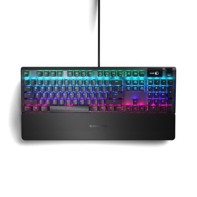 5. SteelSeries Apex 5 Gaming-Tastatur, US-Layout, kabelgebunden, Schwarz SteelSeries Apex 5 Gaming-Tastatur Hybride blaue mechanische Gaming-Schalter garantiert für 20 Millionen Tastenanschläge, intelligentes OLED-Display