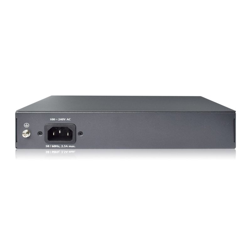 2. Unmanaged Netzwerk-Switch 19" 8x RJ45 10/100 Mbit/s, 2x FastEthernet Uplink, PoE+ 120 W Budget