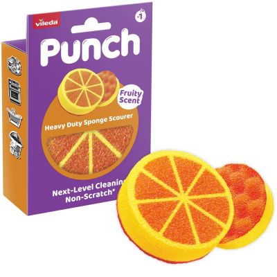 Vileda Punch Starker orangefarbener Scheuerschwamm 1 Stück.
