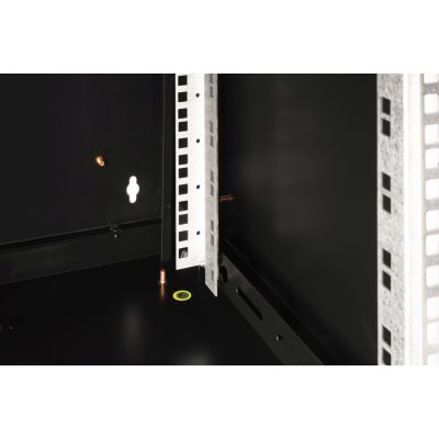8. Digitus Unique 19" 7U 600x600 Wand-Netzwerkschrank, Glastür, schwarz, ungeteilt, montiert, 100 kg