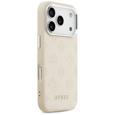 4. Guess Peony Hot Stamp Script MagSafe Hülle für iPhone 17 Pro - Beige
