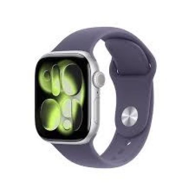 Apple Watch Series 11 GPS 42 mm Silbernes Aluminiumgehäuse mit Sportarmband in Lila Nebelgrau - M/L