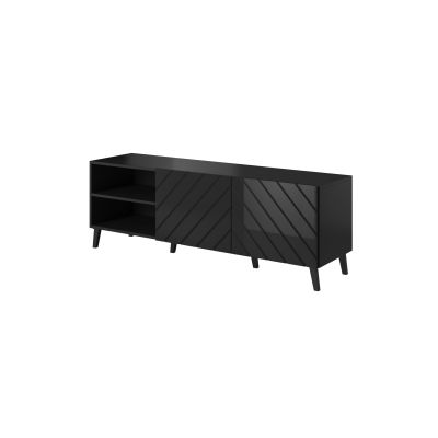 2. ABETO TV-Schrank 150x42x52 schwarz/glänzend schwarz