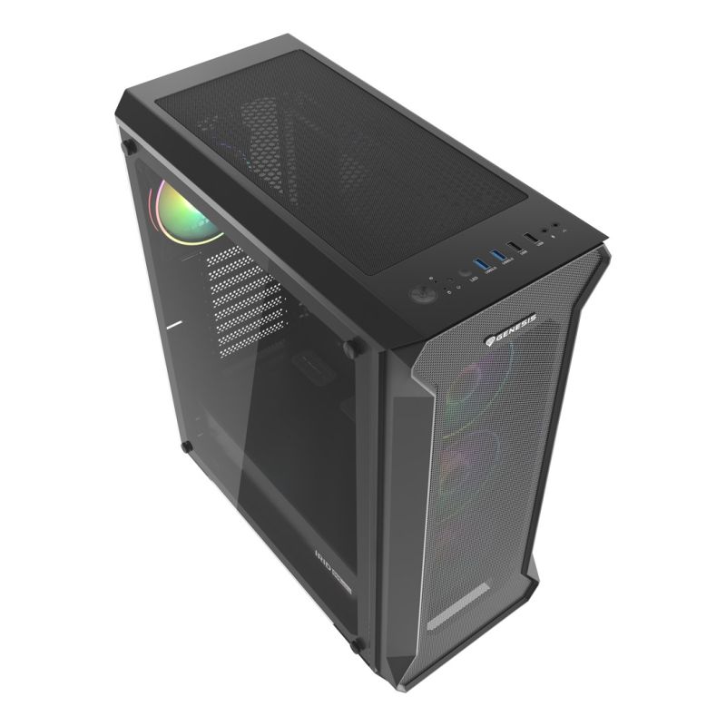 16. NATEC Genesis Irid 505 ARGB NPC-1518 Gehäuse (ATX, Micro-ATX, Mini-ITX; Schwarz)