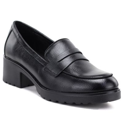 Schwarze Damen-Mokassins mit hohem Absatz, Potocki SZ12870