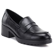 Schwarze Damen-Mokassins mit hohem Absatz, Potocki SZ12870