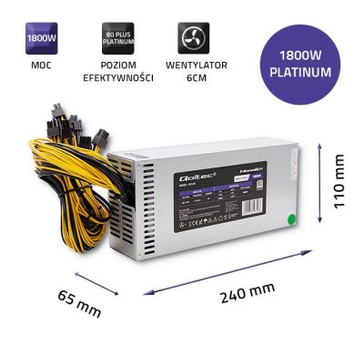 4. QOLTEC PCI-E 1800W Netzteil | 80 PLUS Platin | Gaming Miner