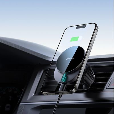 4. Joyroom JR-ZS409 Magnethalter mit 15W induktivem Ladegerät für Auto-Lüftungsschlitze – Schwarz