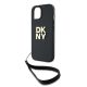 5. DKNY Wrist Strap Stock Logo Hülle für iPhone 15 / 14 / 13 – Schwarz