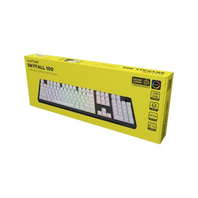 15. HATOR Skyfall Wireless 100 Gaming-Tastatur USB + RF Wireless + Bluetooth QWERTZ US Englisch Schwarz, Weiß