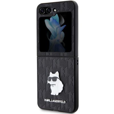 6. Karl Lagerfeld Saffiano Monogram Choupette Pin Hülle für Samsung Galaxy Z Flip 5 – Schwarz