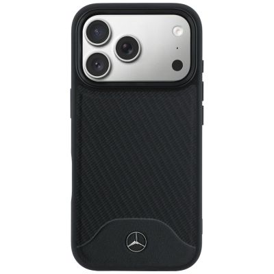 3. Mercedes Leder-Holzoptik- und Curve MagSafe-Hülle für iPhone 17 Pro – Schwarz