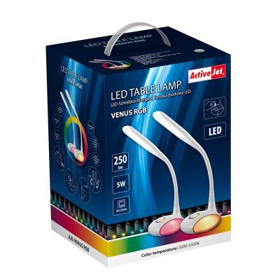 8. Moderne, mehrfarbige RGB-LED-Schreibtischlampe Activejet VENUS RGB weiß mit Nachtlichtfunktion