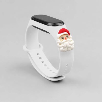 2. Strap Xmas für Xiaomi Mi Band 3 / 4 Weihnachts-Silikonarmband mit Weihnachtsmann - Weiß