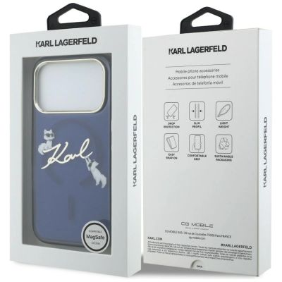 8. Karl Lagerfeld IML Choupettes Karl Script Logo MagSafe Hülle für iPhone 17 Pro - Blau