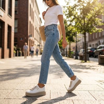 12. Leder-Plateau-Sneaker, weiß, Filippo DP6122